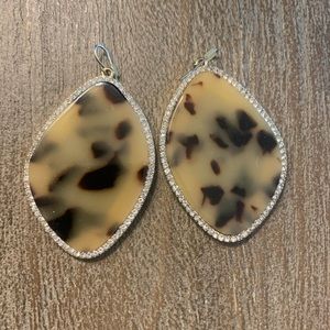 EUC leopard print resin gold earrings